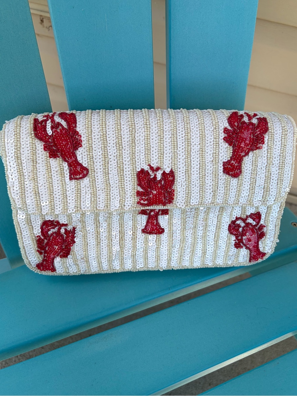 TJ Maxx viral lobster coastal beaded shoulder bag purse white red ocean NWOT